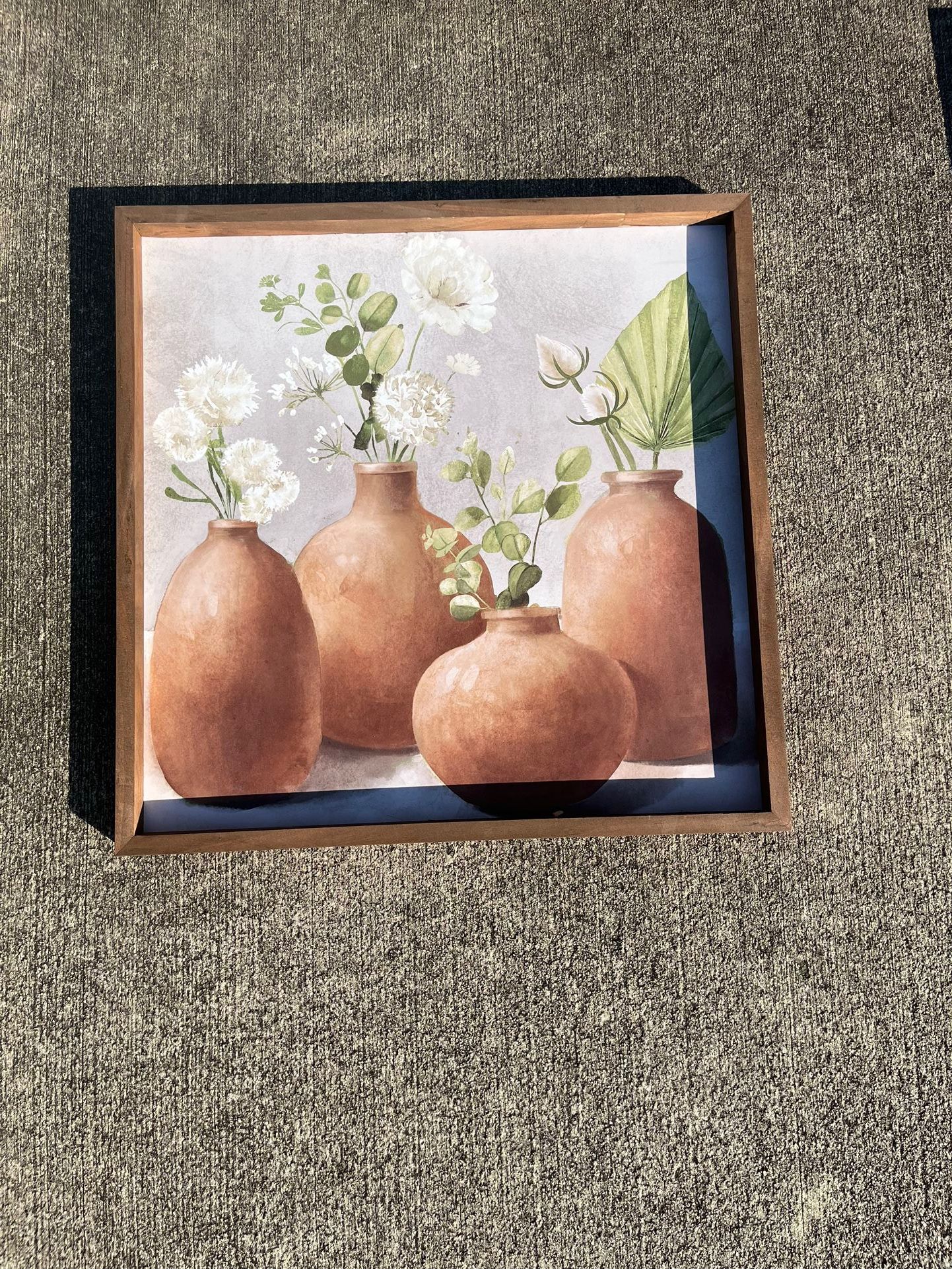 Floral Vases in Wooden Frame