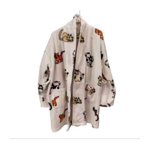 Aegean Apparel Polyester Cat White Sleepwear & Robes for Women Granny Core Onesize