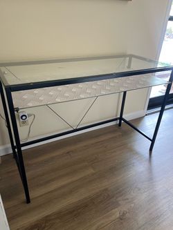 Metal and glass table