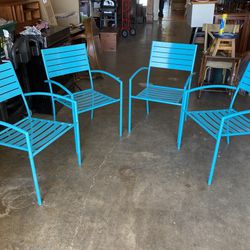Turquoise Metal Frame Patio Chair Set