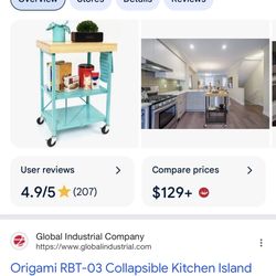 Origami Folding Rolling Kitchen Cart