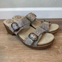 NWOT Dansko Sophie Leather Colorful Metallic Double Strap Sandals