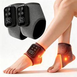Foot Renew Massager for Neuropathy,4-in-1 Cordless & Portable Foot and Ankle Massager for Heel Warming Wrap Heating Pad Heated Brace Wrap with 5 Vibra