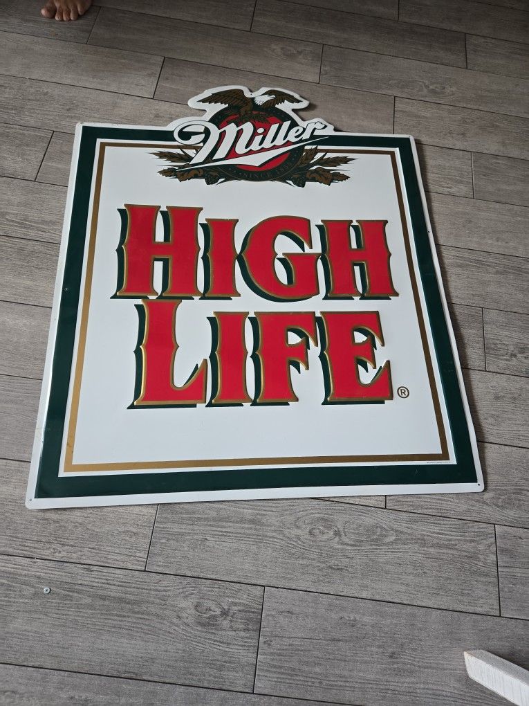 3ft High Life MILLER Metal Sign
