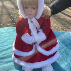 Vintage Christmas porcelite doll