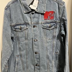 New Men’s MTV Light Blue Denim Jacket Size Large