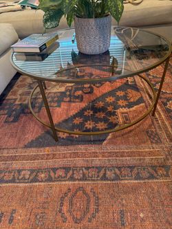 Gold and Glass circle coffee table