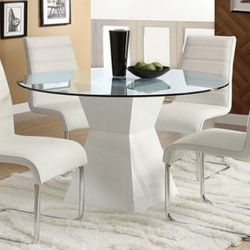 Brand New White Modern Style 5pc Dining Table Set