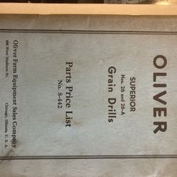 Antique Oliver Grain Drill Price List 1935 Ex Cond 
