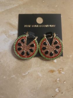 Watermelon sparkling earings