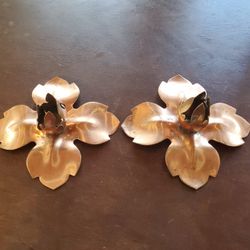 Vintage/MCM Venetian Copper Floral Candle Holders