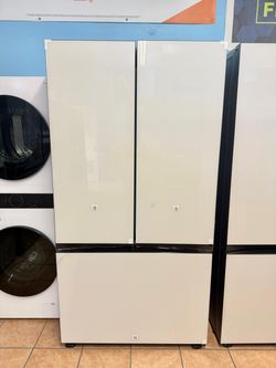 Samsung Bespoke 30 cu. ft. Standard Depth 3-Door French Door Smart Refrigerator in White Glass with Autofill Water Pitcher