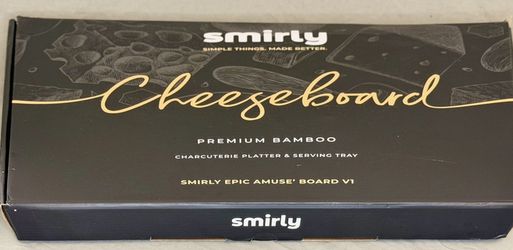 Smirly Bamboo Cheese Board Set with Bonus Cheese Knives