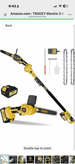 Electric 2-in-1 Cordless Pole Saw & 6" Chainsaw, Brushless Pruning Saw with 3.0Ah Battery, 15-Foot Reach Extendable Tree Trimmer for High Branch Pruni