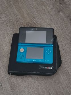 Nintendo 3DS console in the Aqua Blue color.
