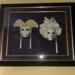 Venetian Masks in Large Shadowbox Frame