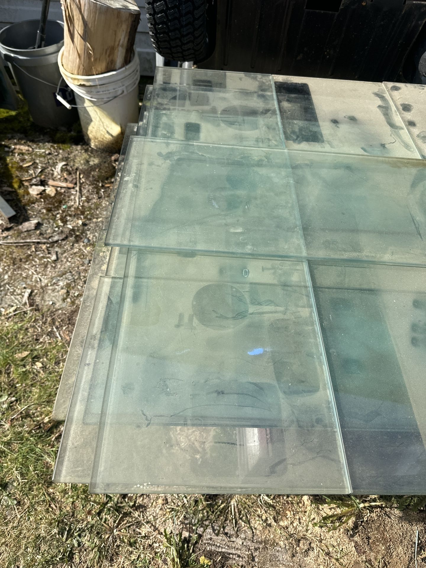 Glass shelves, Tempered, 14” wide 3/8” beveled edges w/wall brackets