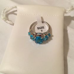 Sterling silver, blue topaz ring
