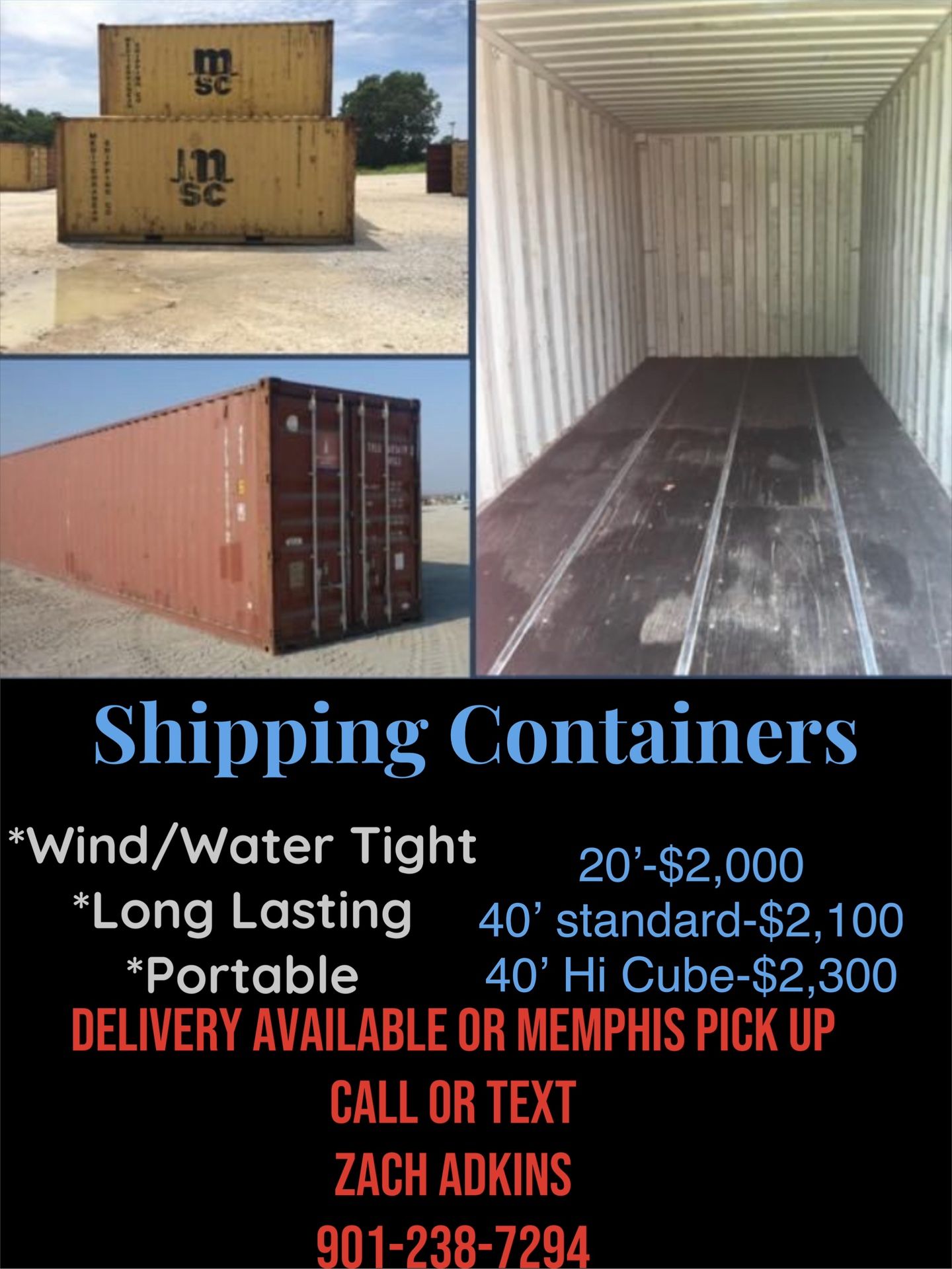 Shipping Containers (20’, 40’ & 40’ HC)