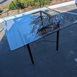 Glass Table Great Condition Metal Legs