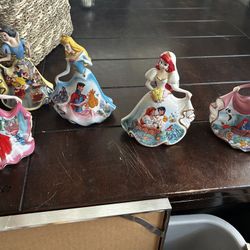 Disney Princess Bells And Plates *collectors Items*