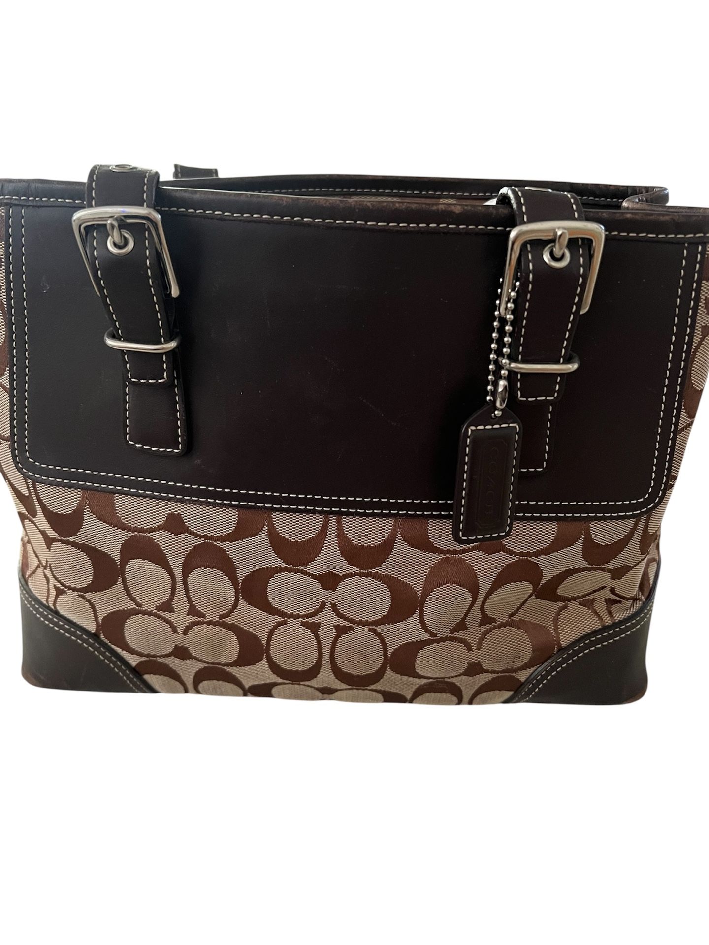 Coach brown and tan Signature Tote