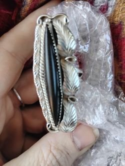 Vintage Leroy Reeves Navajo Diné Sterling Horn Ring with Appliqué