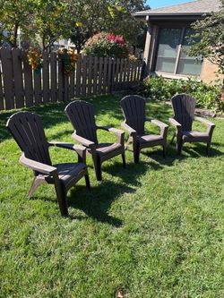 Set of 4 Brown Adirondack Chairs