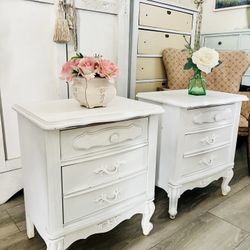 2 White Nightstands Set 