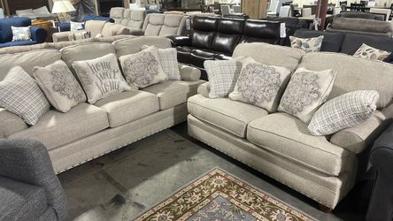 Fabric Sofa and Loveseat Set