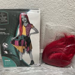 Halloween Costume “Sally” The Night Before Christmas - (Girl Size 8-10) Comes With Wig, Tights and Dress 