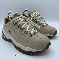 Skechers Sport Athletic Sneakers Premium Kudos Brown Beige Tan Leather Women 8.5