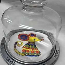 FRANKHAM CHEESE TRAY OR PLATE WITH METAL BASE & GLASS LID