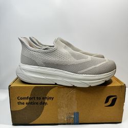 STQ Women's Slip-On Athletic Shoes, Walking Shoes with Arch Support, Comfortable Non-Slip Nurse Shoes Size
