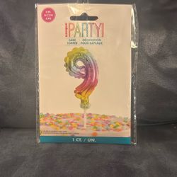New In Package Unique Party Air Filled Rainbow Number 9 Cake Topper Balloon Party Decoration