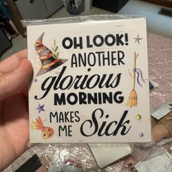 Rustic Oh Look Another Glorious Morning Wood Box Sign Fall Autumn Wooden Box Sign Halloween Sign Farmhouse Home Desk Shelf Decor (5 X 5 Inch