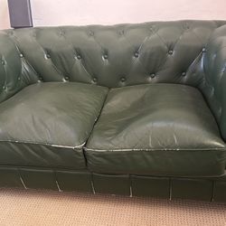 Green Leather Couch 