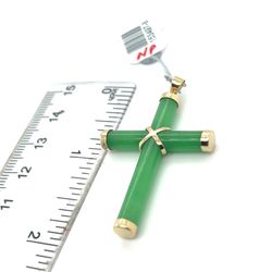 14kt Gold Round Jade Cross Green Jade 4.41grams 153497 8 