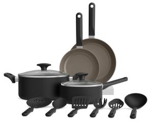Bella 12 Piece Cookware Set [NEW; Still in the Box] with EverGood™ Ceramic Nonstick Coating​, Dishwasher & Oven Safe, All Stovetops Compatible, Temper