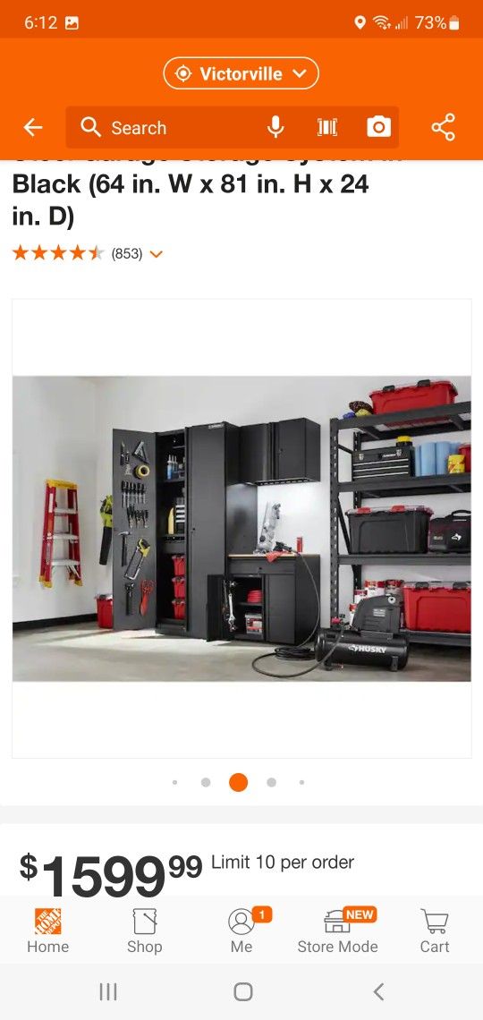 Husky 3-Piece Heavy Duty Welded Steel Garage Storage System in Black (64 in. W x 81 in. H x 24 in. D)