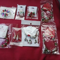 Christmas  BRACELETS  Earrings  And Pins $5 Each