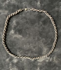 Sterling Silver 925 Mens Italy Rope Chain 20" 22.43 grams Lobster Clasp 1/4" 6mm Patina Plata