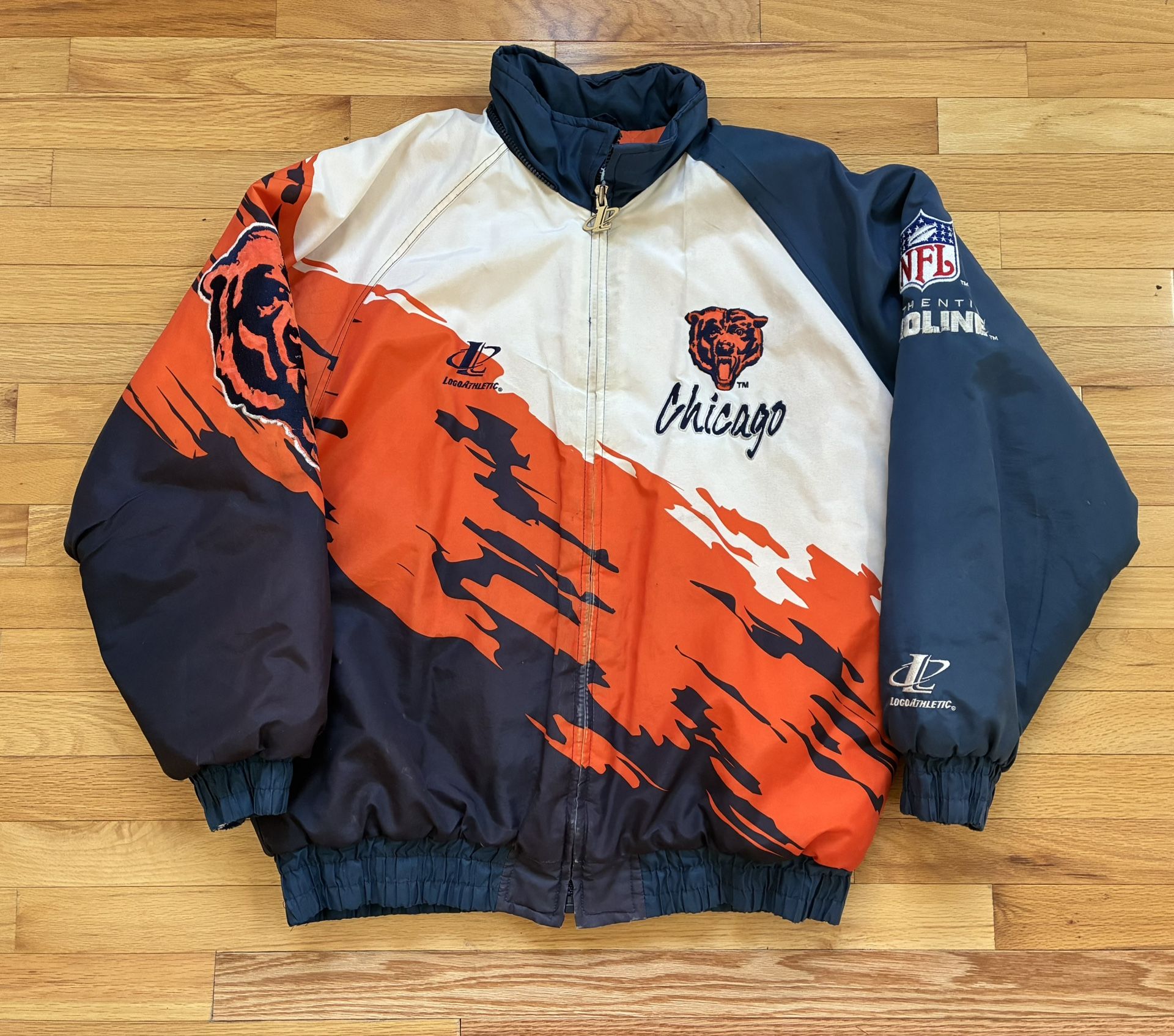 Vintage Chicago Bears Pro Line Logo Athletic Splash Jacket Coat Men’s Size L  