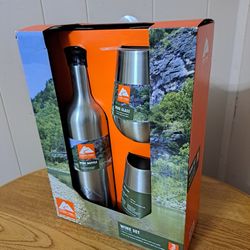 Ozark Trail 3 Piece Stainless Steel Wine Bottle & Wine Glasses Gift Set 