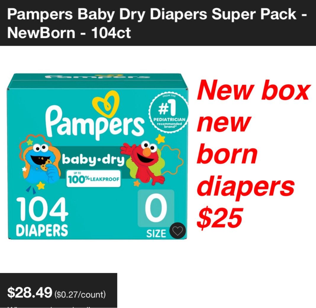 New box baby newborn diapers $25 Firm Cash Only East Palmdale