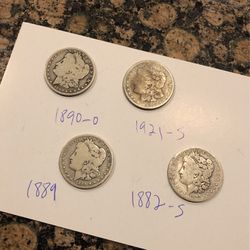 Lot Of 4 Silver Morgan Dollars 