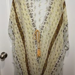 Steve Madden Yellow and Brown Boho Cover up