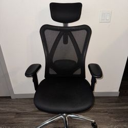 SIHOO M18 Ergonomic Office Chair for Big and Tall People Adjustable Headrest with 2D Armrest Lumbar Support and PU Wheels Swivel Tilt Function Black 
