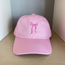 Pink Embroidered Bow Hat