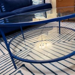 Round metal glass coffee table 3 ft diameter